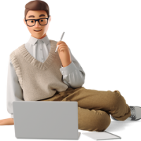 3d-business-young-man-studying-online